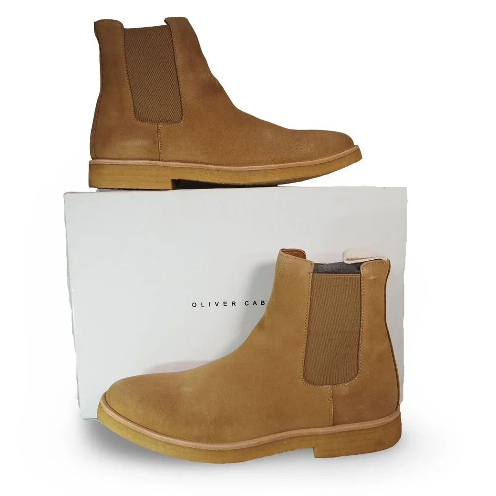 Oliver Cabell‎ Crepe Sole Suede Chelsea Boots Men's 8/41 Cappuccino Brown